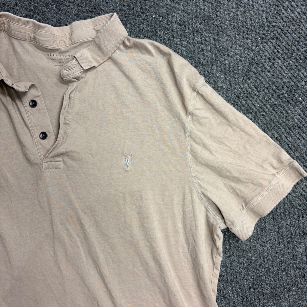 AllSaints Reform Polo Shirt Mens XL Slim Fit Organic Cotton Short Sleeve - Picture 7 of 8
